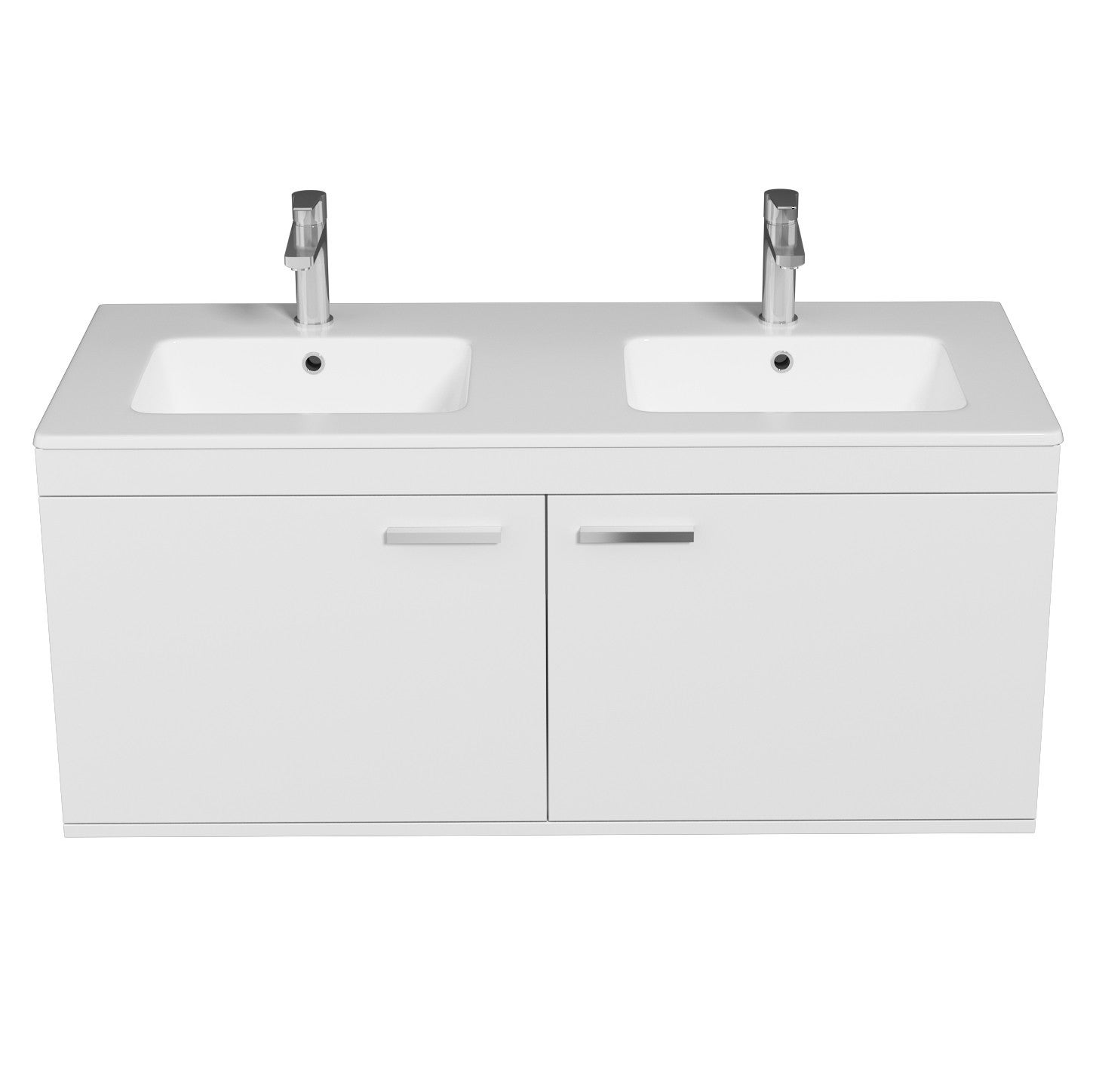 RUBITE meuble double vasque encastrée L. 120 cm 2 portes blanc salle de bain - 4