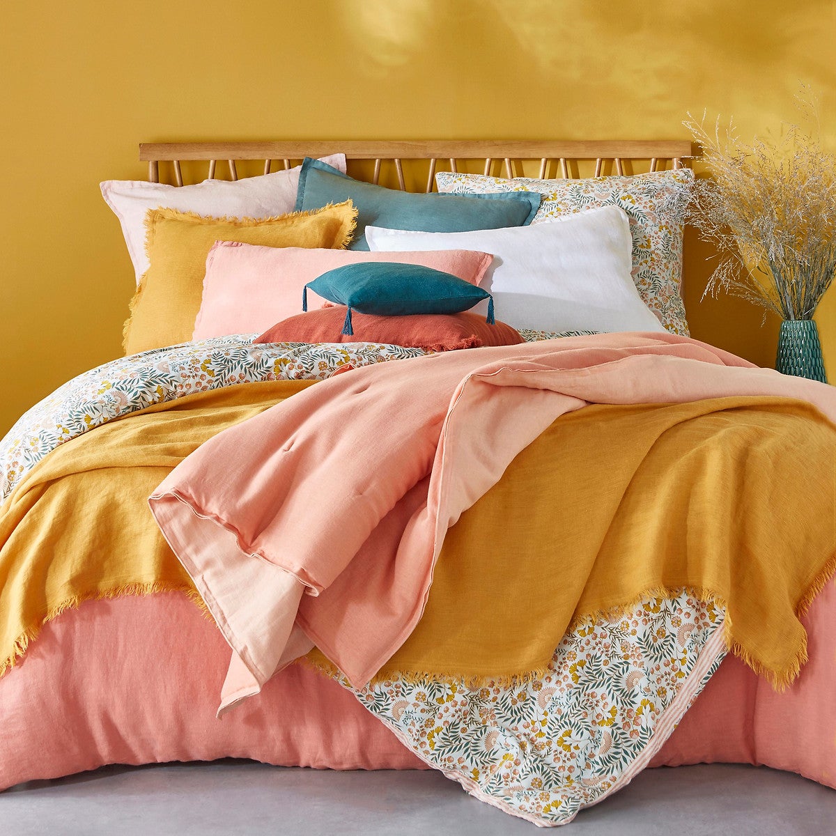 Housse de couette coton lavé, Majari - Imprimé fleurs - 240 x 220 cm - 2