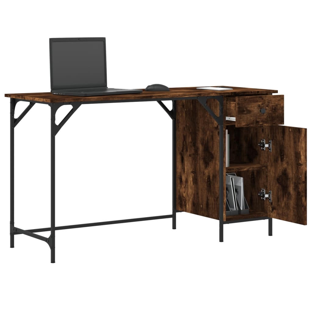 Bureau d'ordinateur，Table de travail，Table d'étude chêne fumé 131x48x75 cm bois d’ingénierie CWV75011 - 4