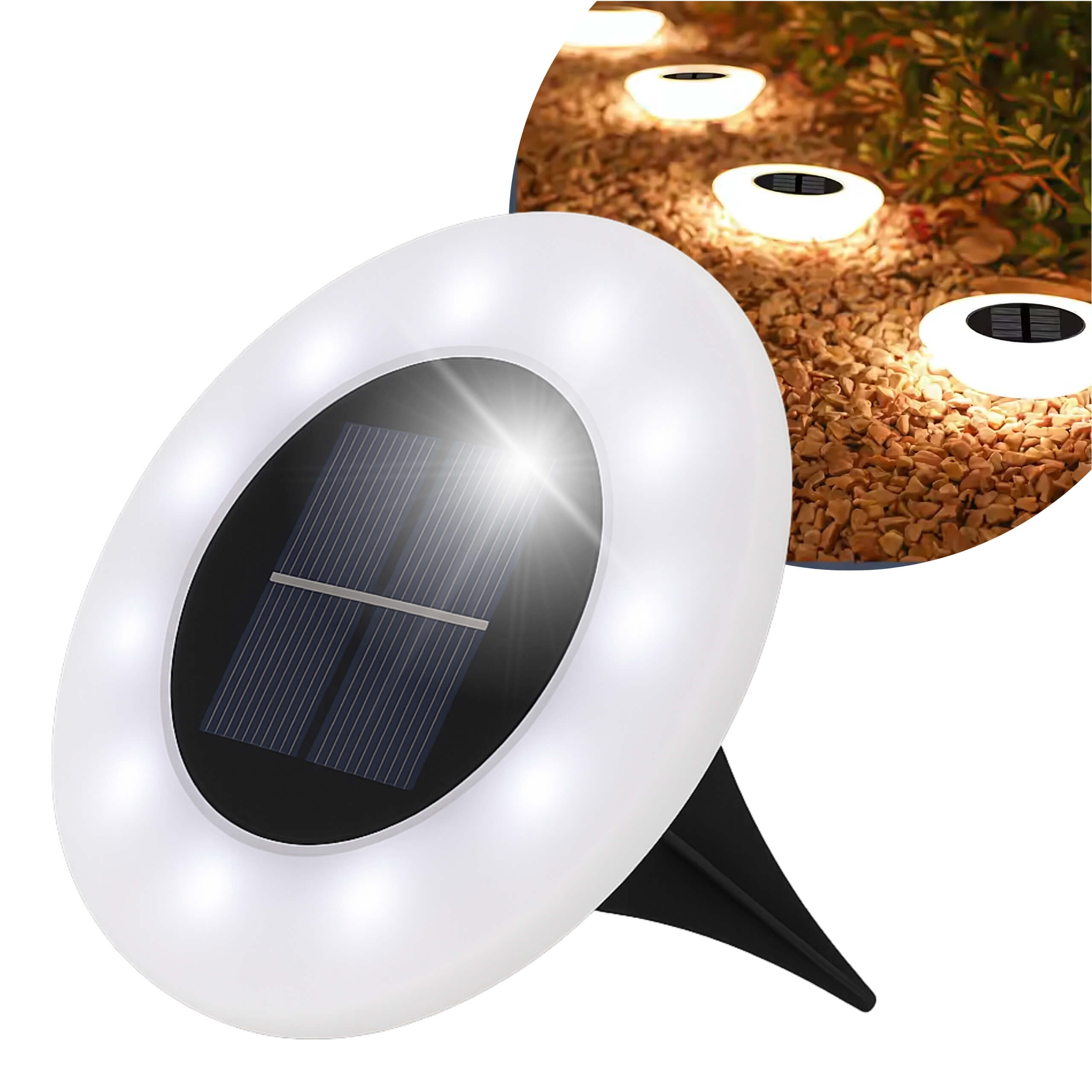 Lampka Solarna Ogrodowa Wbijana LED 14, Gruntowa Lampa Najazdowa Wodoodporna