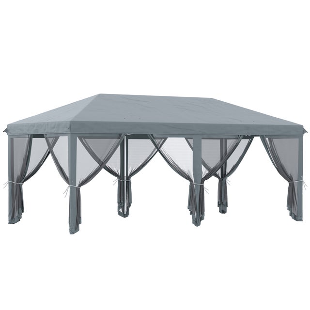 Carpa Plegable Outsunny Acero, Tela Oxford Gris 585x295x270 cm