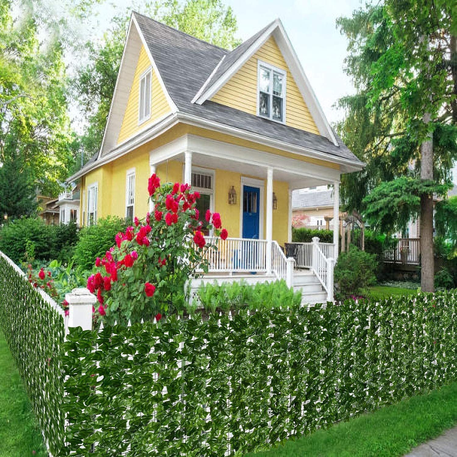 Grande décoration de clôture de confidentialité en lierre artificiel 0.5 x 3m, haie artificielle, décoration de jardin extérieur, vert - 2