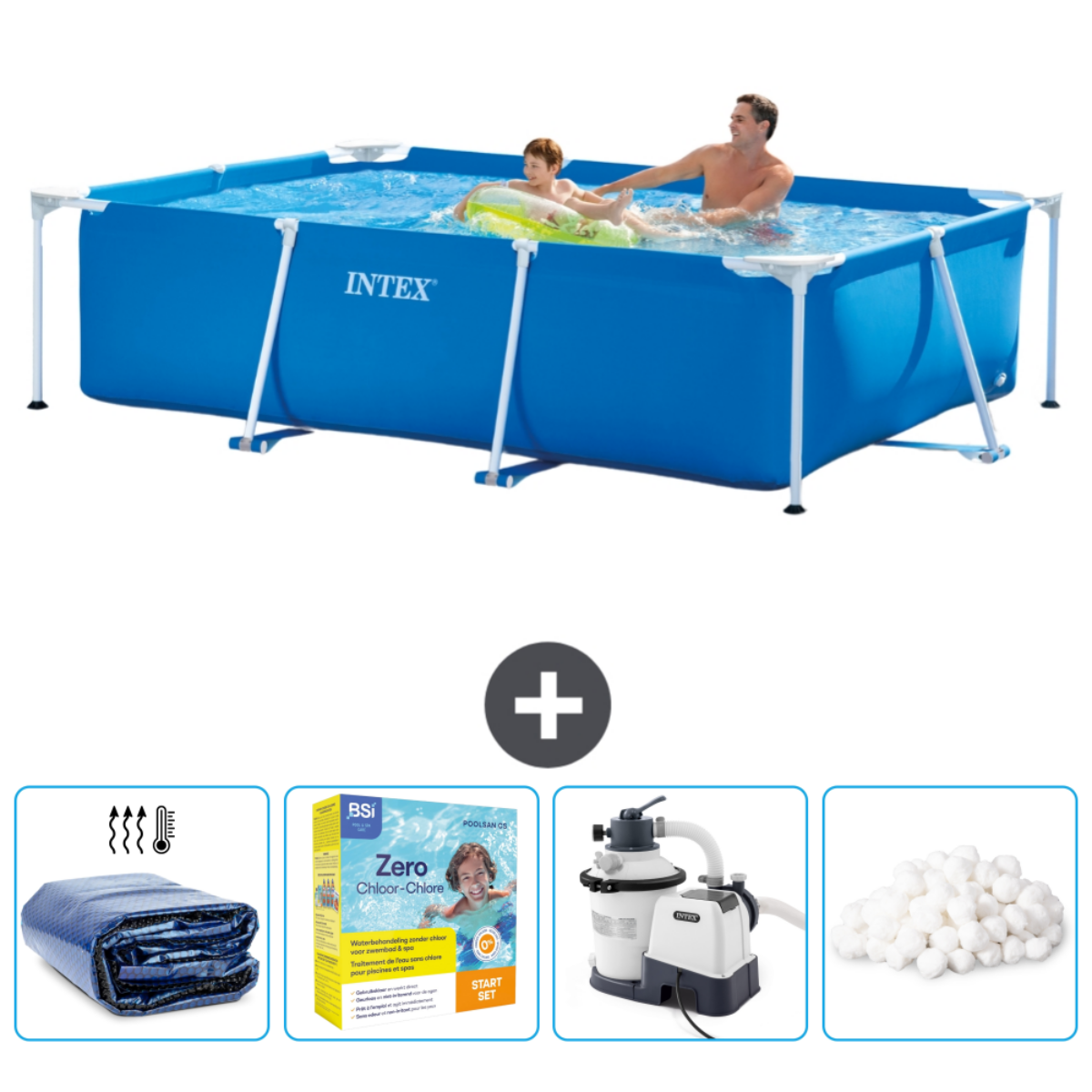 POOL FRAMEPOOL GARTENPOOL Aufstellpool Schwimmbad Blau Mit Pumpe 305 X