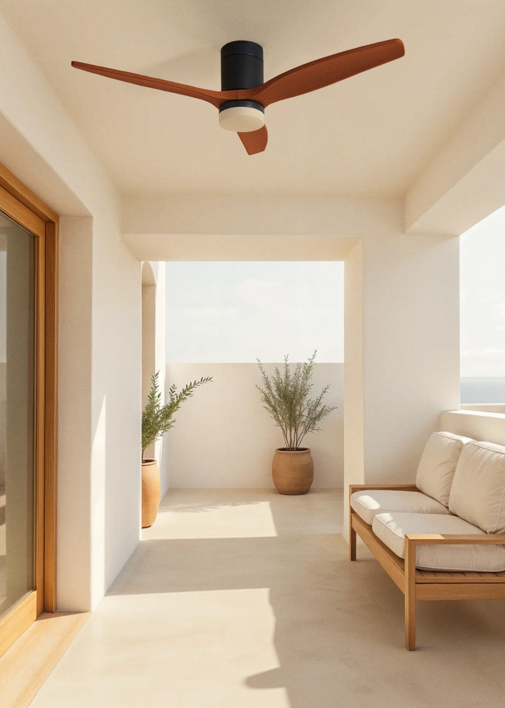 CREATE- WIND CALM M - Ventilador de teto silencioso de 40 W com pás técnicas em ABS Ø132cm - sem luz - com controlo de parede - 5