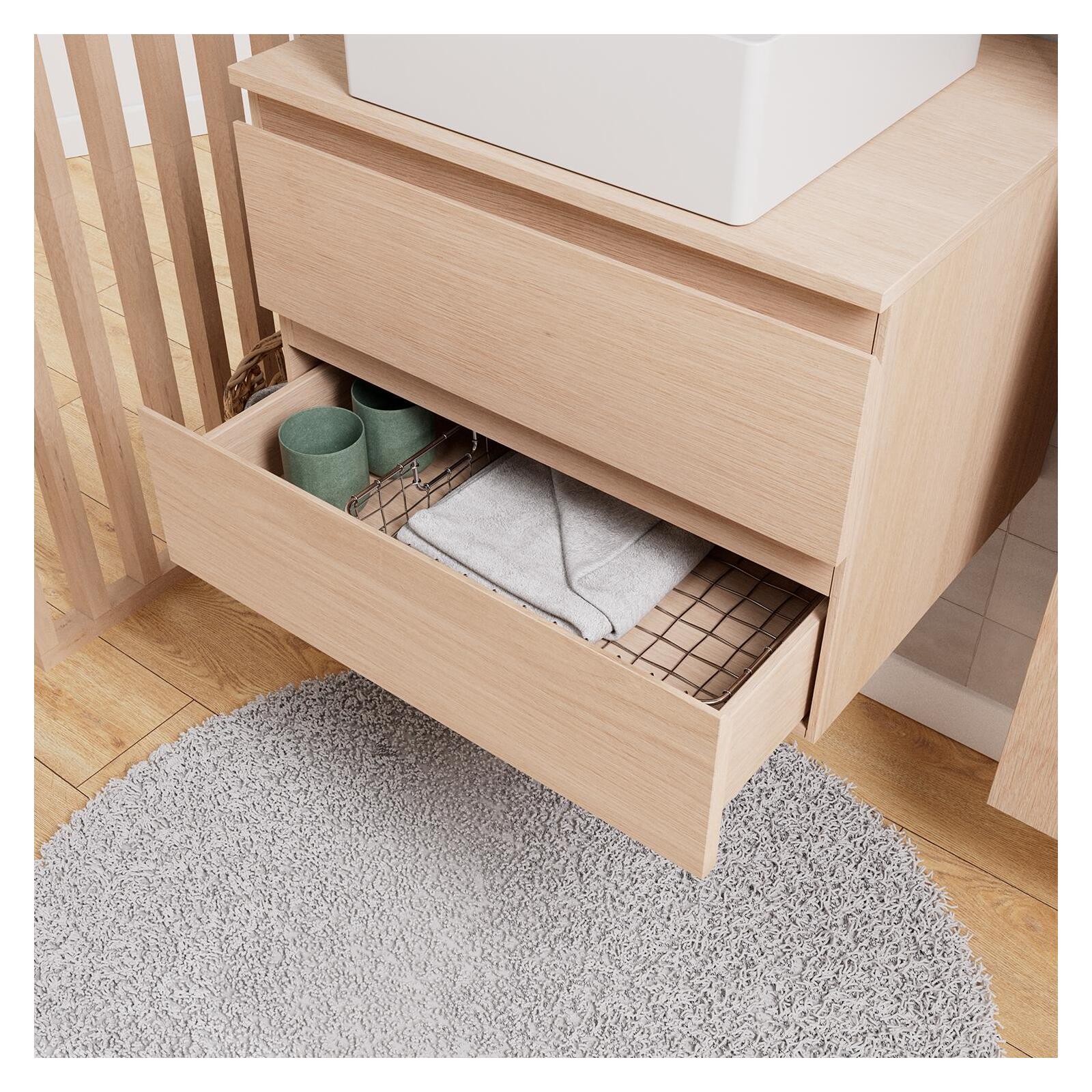 Meuble simple vasque SORRENTO décor chêne 60cm - 6