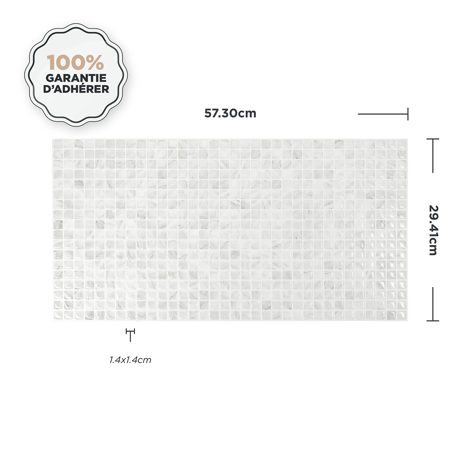 Carrelage adhésif mural XL x2, 57.3 x 29.41cm - Smart Tiles Blok Minimo gris, sticker tuile effet marbre - Salle de bain, cuisine - 4