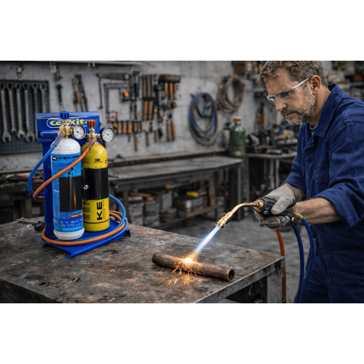 Bouteille Oxygène 110 Bar Jetable M10x1 – Recharge Cartouche Oxygaz 110 L pour Chalumeau Bi-Gaz, Soudure & Brasage KEMPER - 3