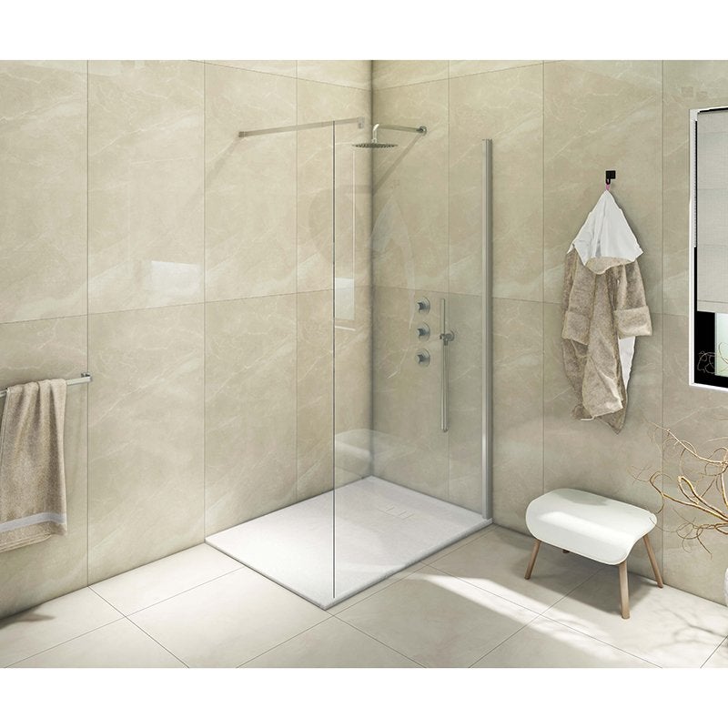 Receveur de douche SMC en fibre de verre effet pierre avec bonde inclus H. 2,6 cm 80 x 150 Blanche - 3