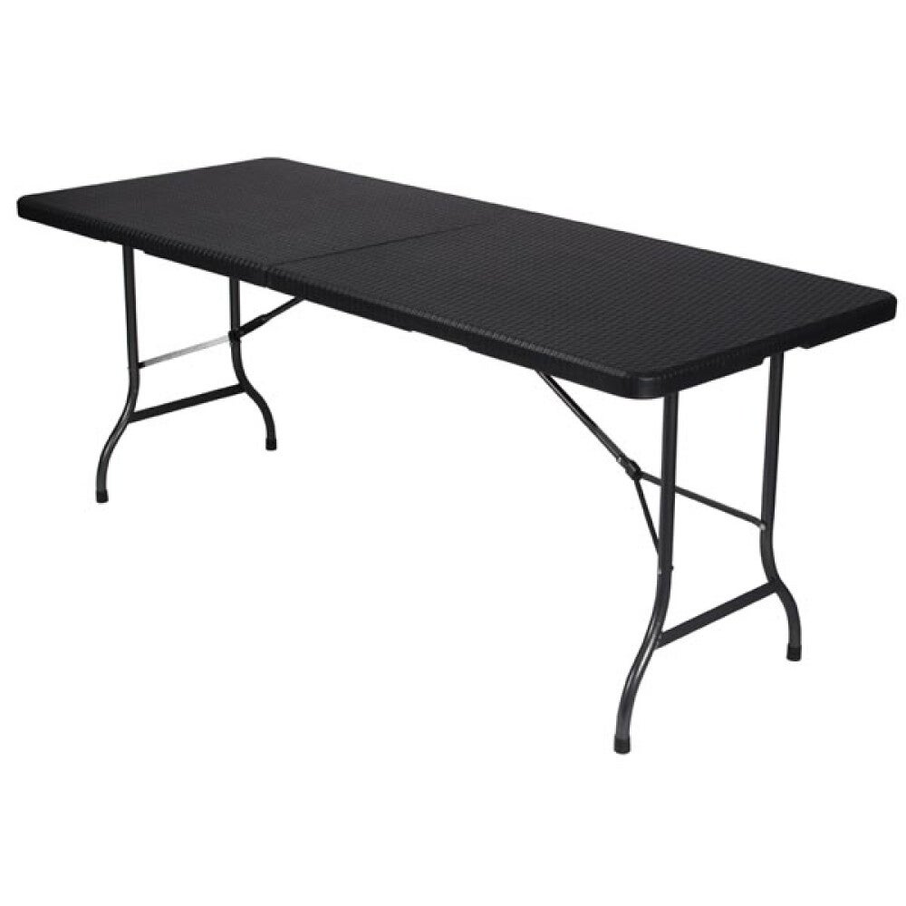 Perel Table pliante, résistant aux intempéries, avec poignée, aspect rotin, max. 100 kg, noir - 8