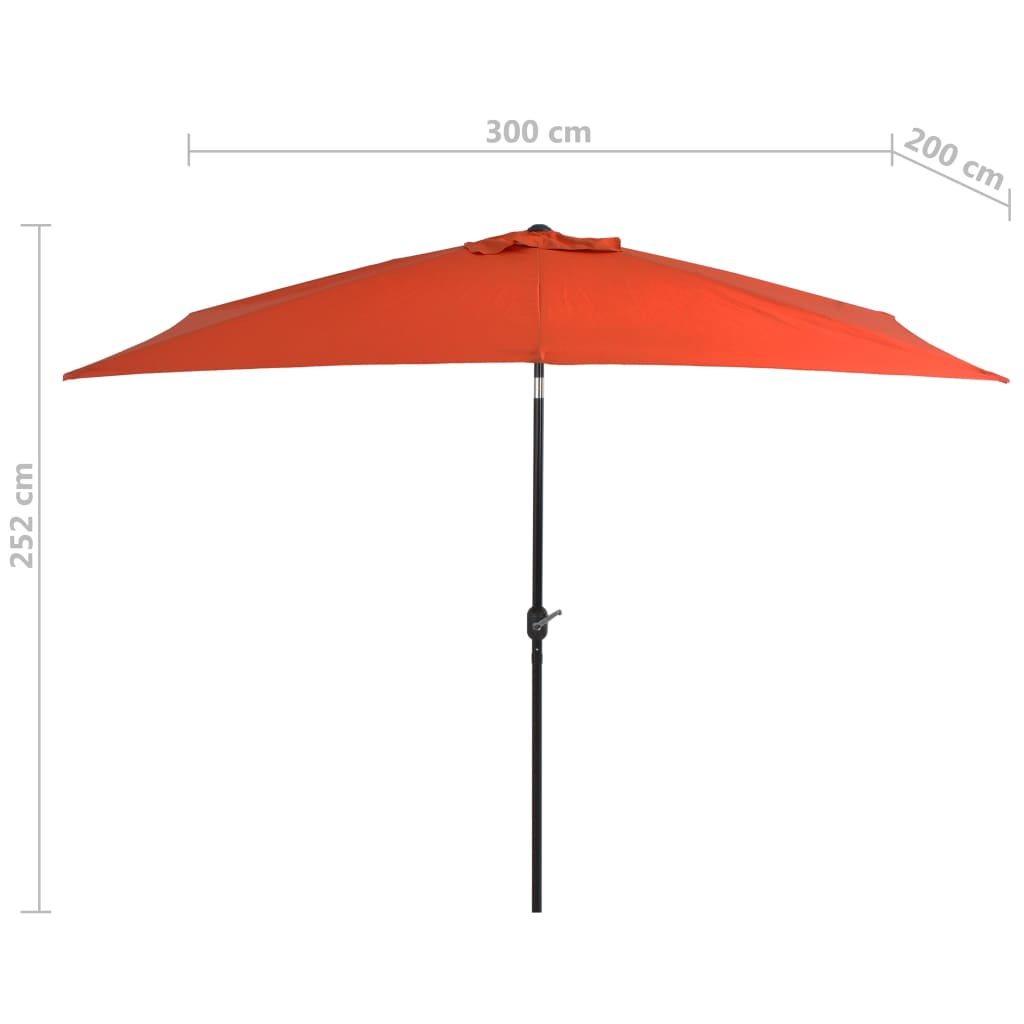 Parasol avec mât en métal 300x200 Terre cuite - 7