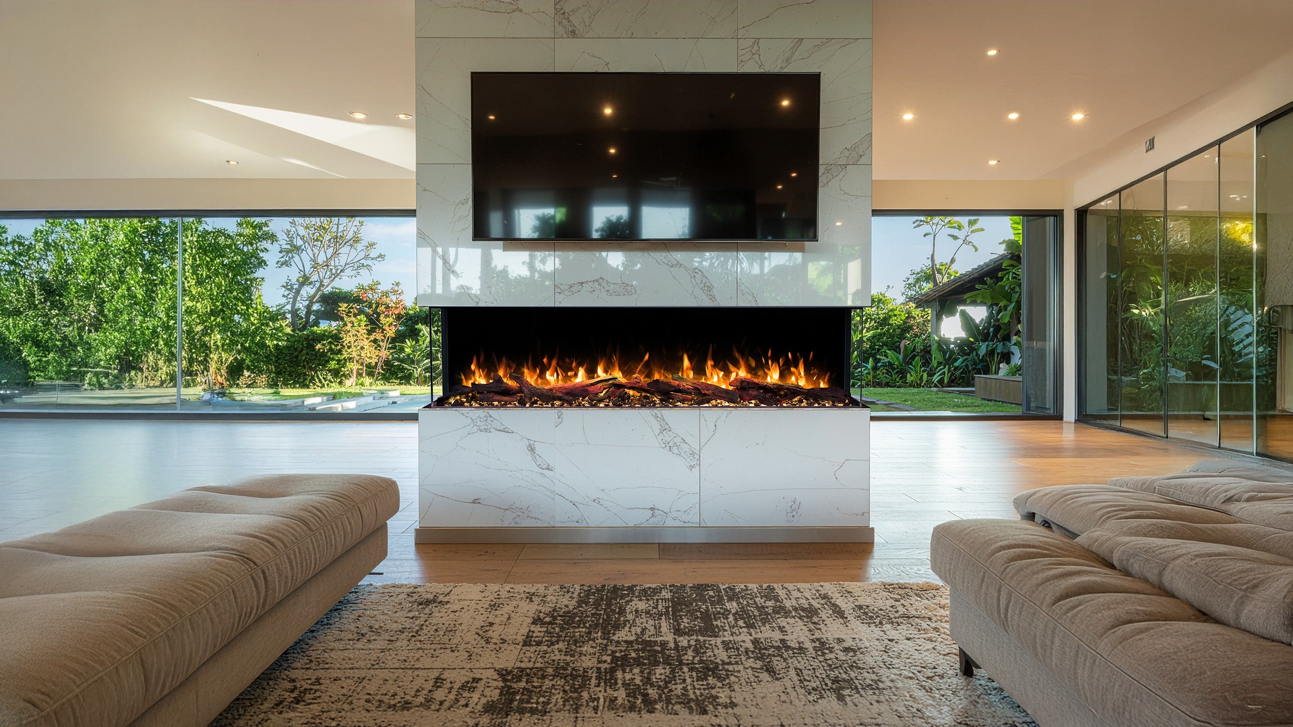 Cheminée électrique à 3 côtés Emotion Flame Solis 120 - feu premium, encastrable - 120x30x46 cm - cheminée LED - chauffage 750/1500 W - 6