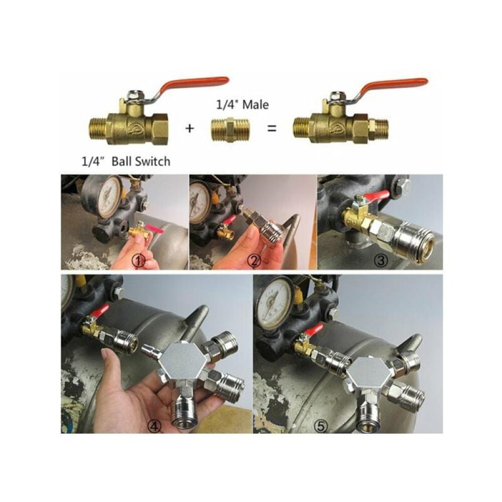 Répartiteur à air comprimé en Y - Raccord rapide - 3 voies - Raccord pneumatique - Raccord rapide - 1/4 F - 4