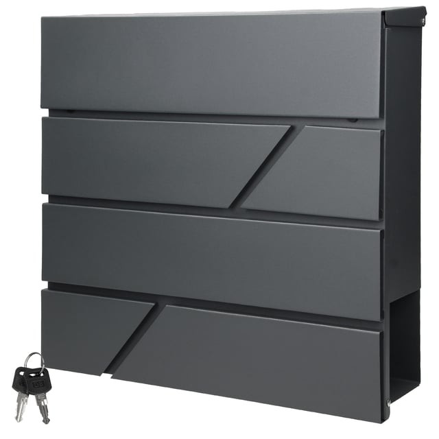 Cassette Postali Design Cassetta Lettere Da Incasso Bravios - Nero RAL 9005, Acciaio, 40x46x15.5 Cm Buca Lettere Murale