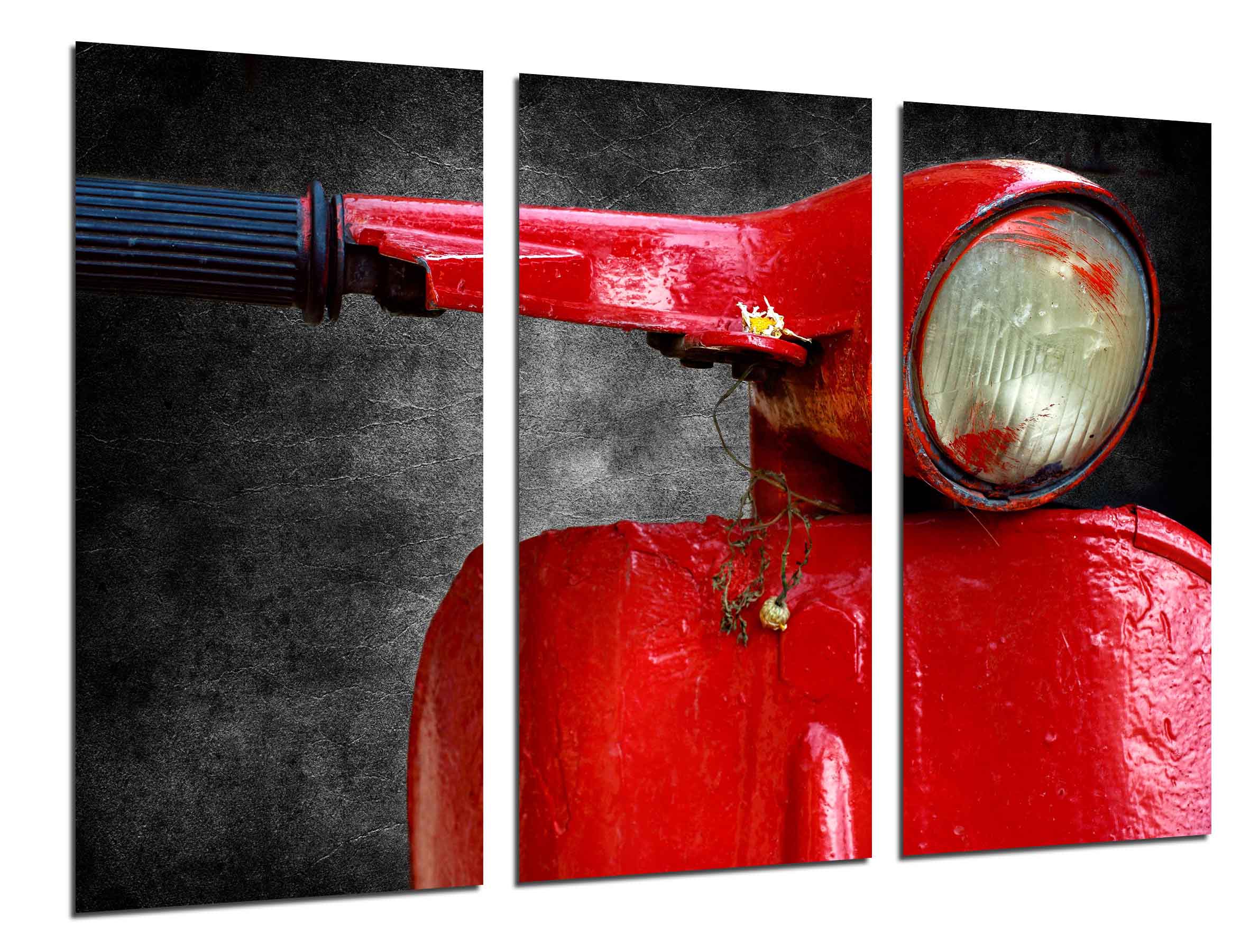 Tableau Photo Harley Davidson - Triptyque Bois 97x62 Cm - Décoration Murale Vintage - Réf. 26448