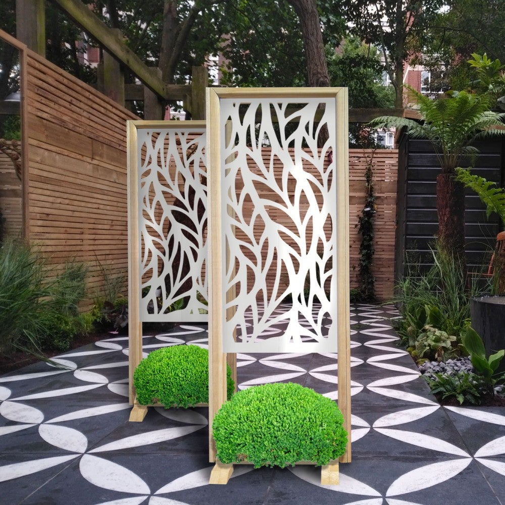 ALGA - Separè - Wolnostojący modułowy ekran - 70x190 cm - Wykonany z drewna i PVC, kolor wewnętrzny BIAŁY