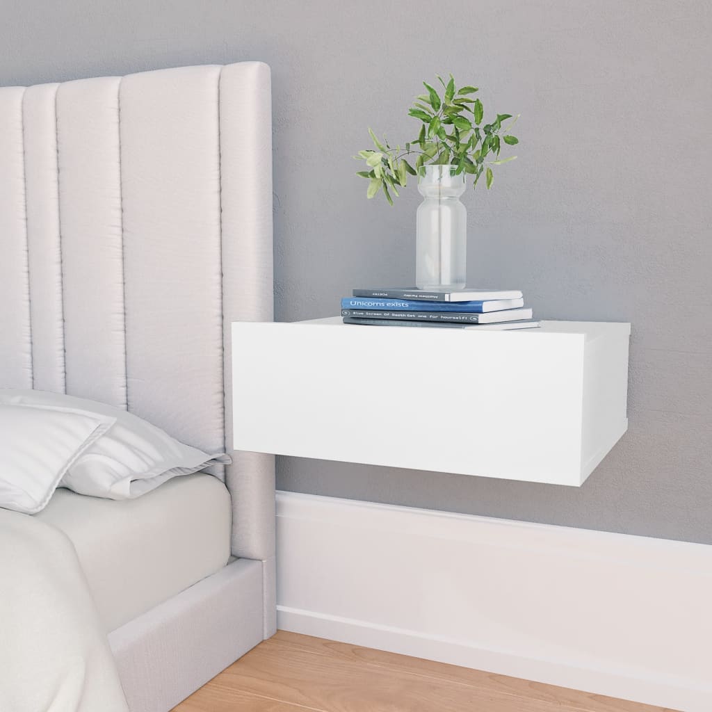 Maison Exclusive , Mesita De Noche Flotante Madera Contrachapada 40X30x15cm Blanco , Leroy Merlin