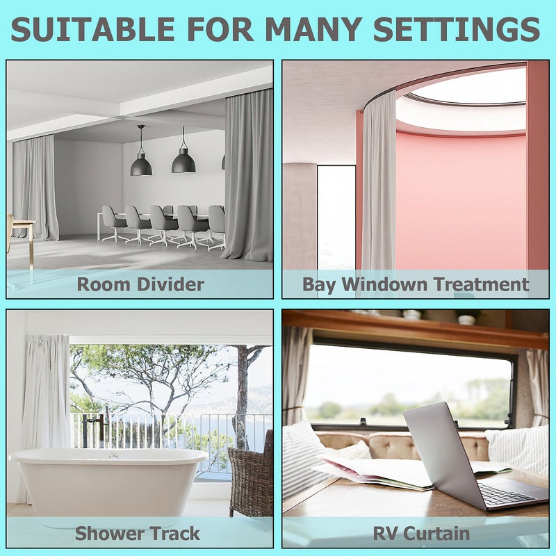 Kit de Rail de Rideau Plafond Pliable, 3M Rail de Rideau Flexible avec 30 Crochet pour Maison Chambre Fenêtre Salle de bain Bureau - 5