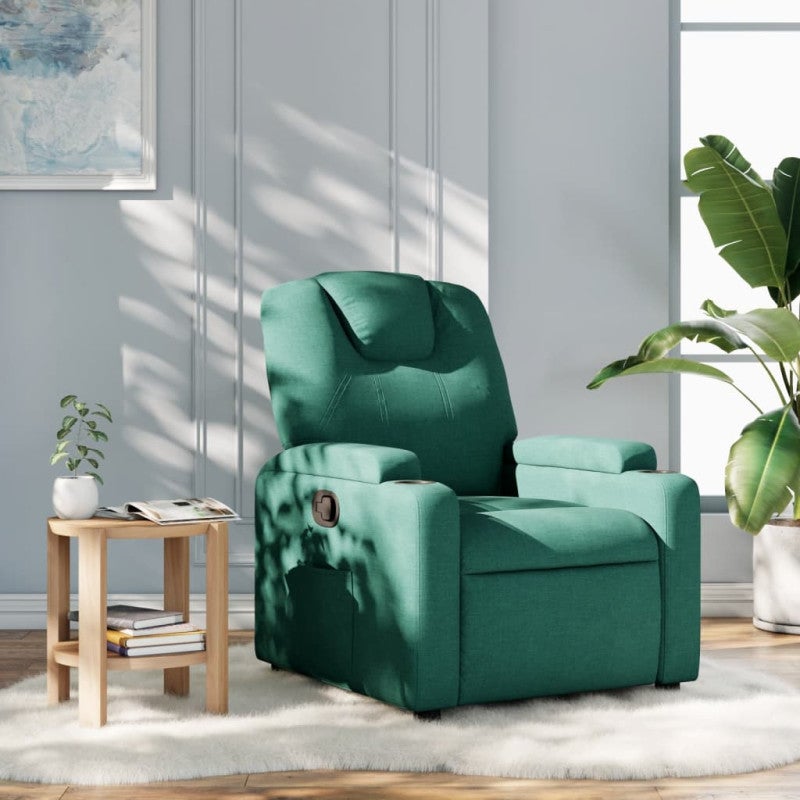 Poltrona Reclinabile VidaXL In Tessuto Verde Scuro – Comoda Con Tasca E Poggiapiedi