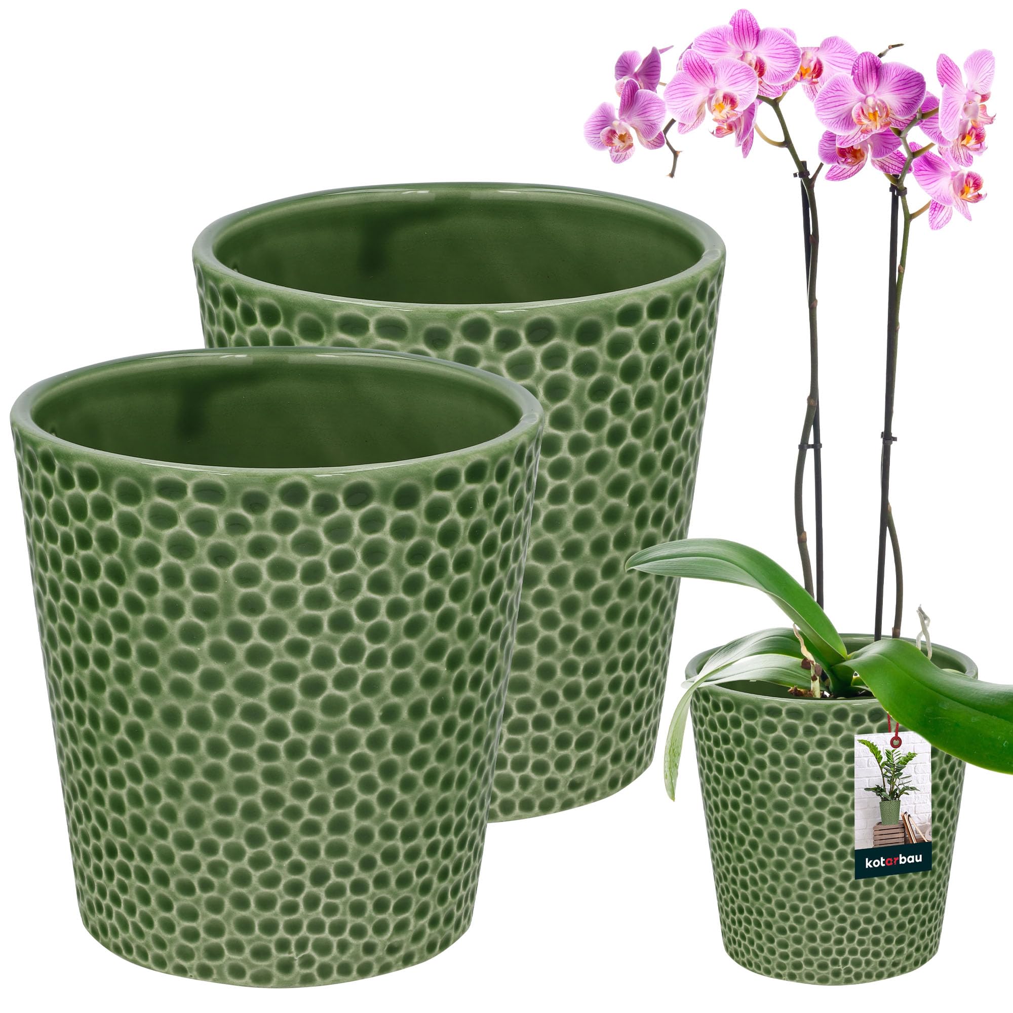 Zestaw 2x doniczka donica osłonka ceramiczna kwiaty rośliny storczyk ø9.5mm - KOTARBAU