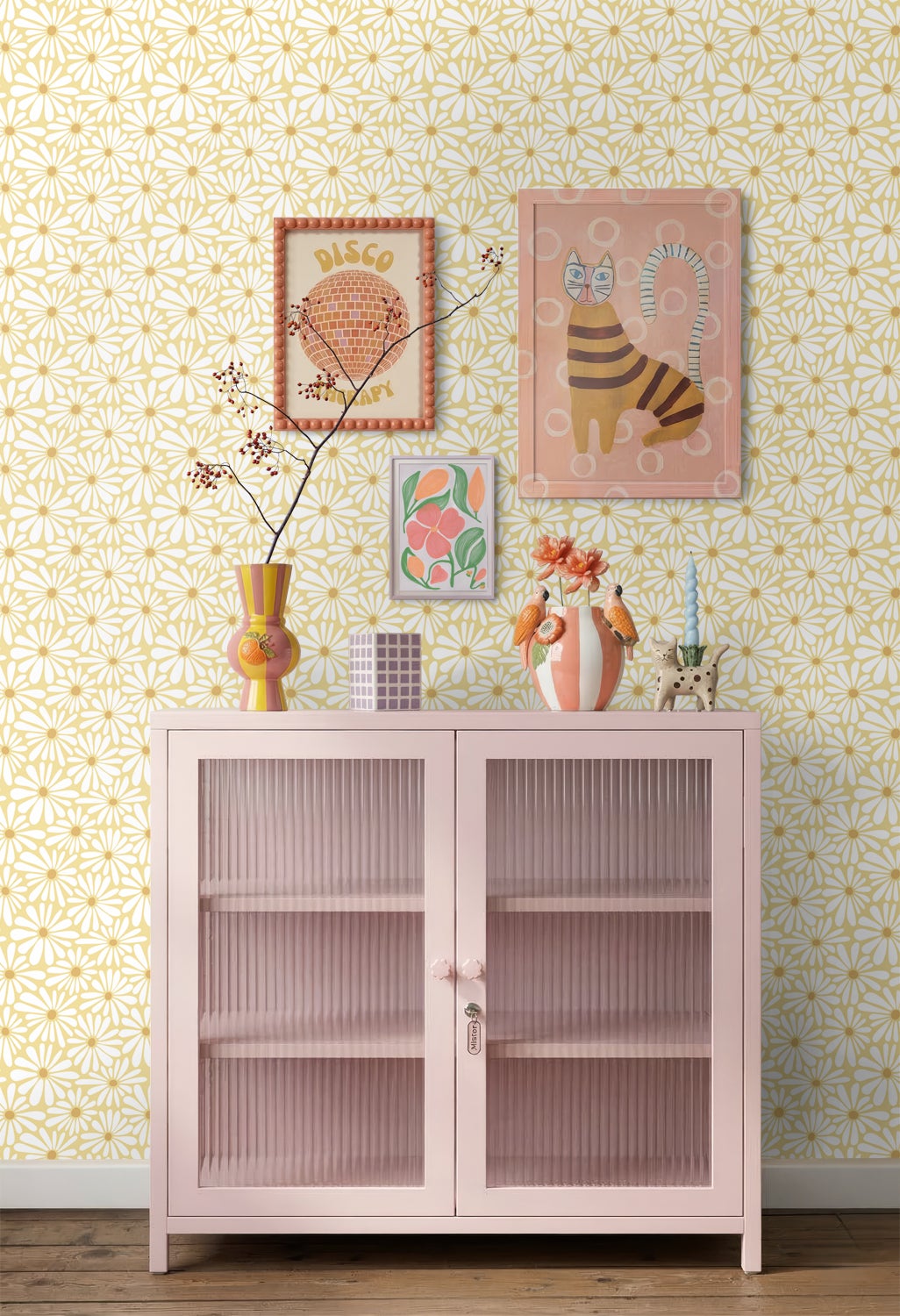 Papier peint marguerites jaune pastel - 50 x 900 cm - ESTAhome - 2