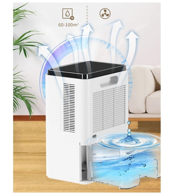 Déshumidificateur à double cœur pour la maison, sous-sol, chambre, déshumidificateur blanc, taille de la pièce : 20 m² - 6