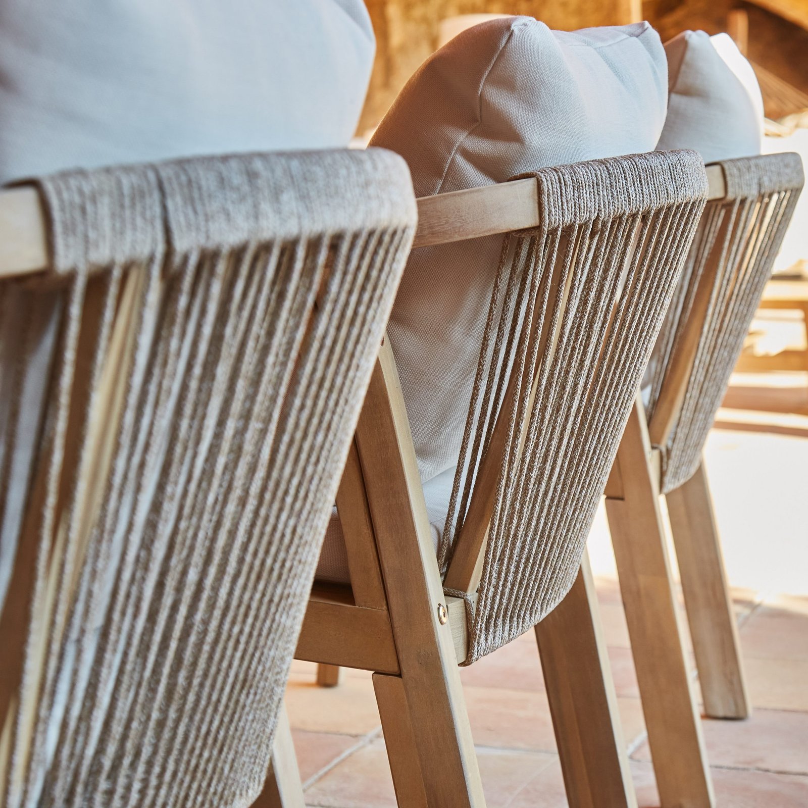 Lot de 4 chaises de jardin en bois d'acacia et en corde tressée - Siena - 2