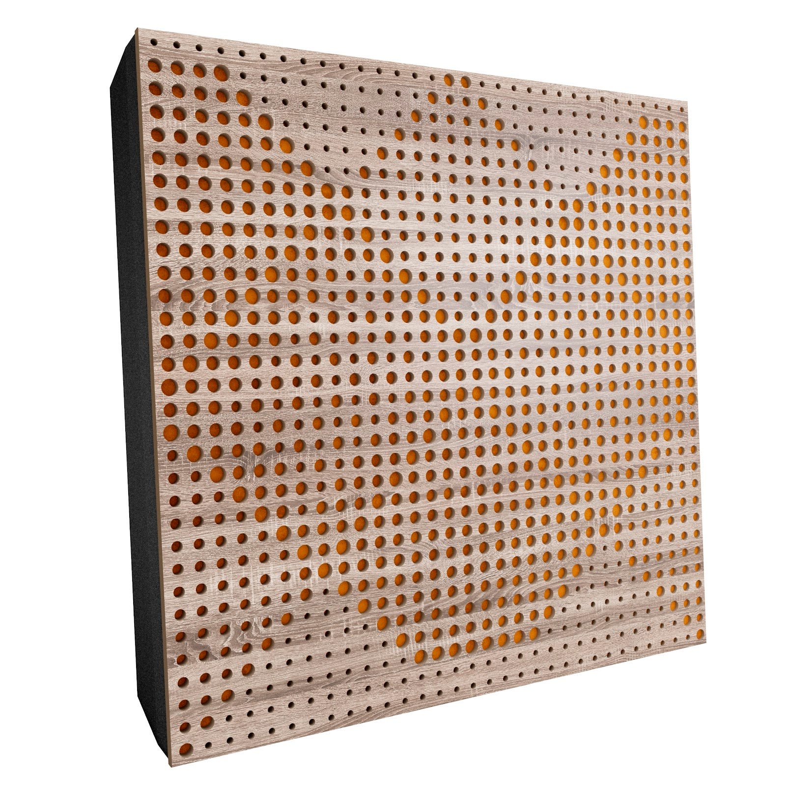 Lot de 2 Panneaux acoustiques WILDS-F décoratifs insonorisants 50x50x5 cm - MDF perforé laminé, tissu et mousse acoustique -Sonoma+Jaune - 2