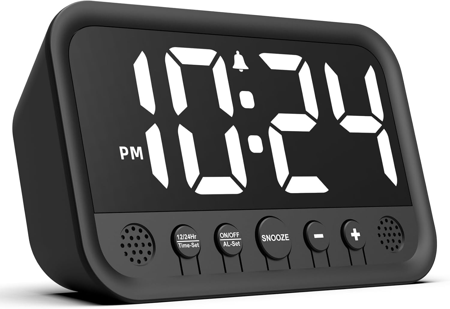 Cyfrowy budzik z dużymi cyframi, cyfrowy zegar z wyświetlaczem LED, regulowana jasność i głośność, funkcja drzemki, format 12/24 godziny