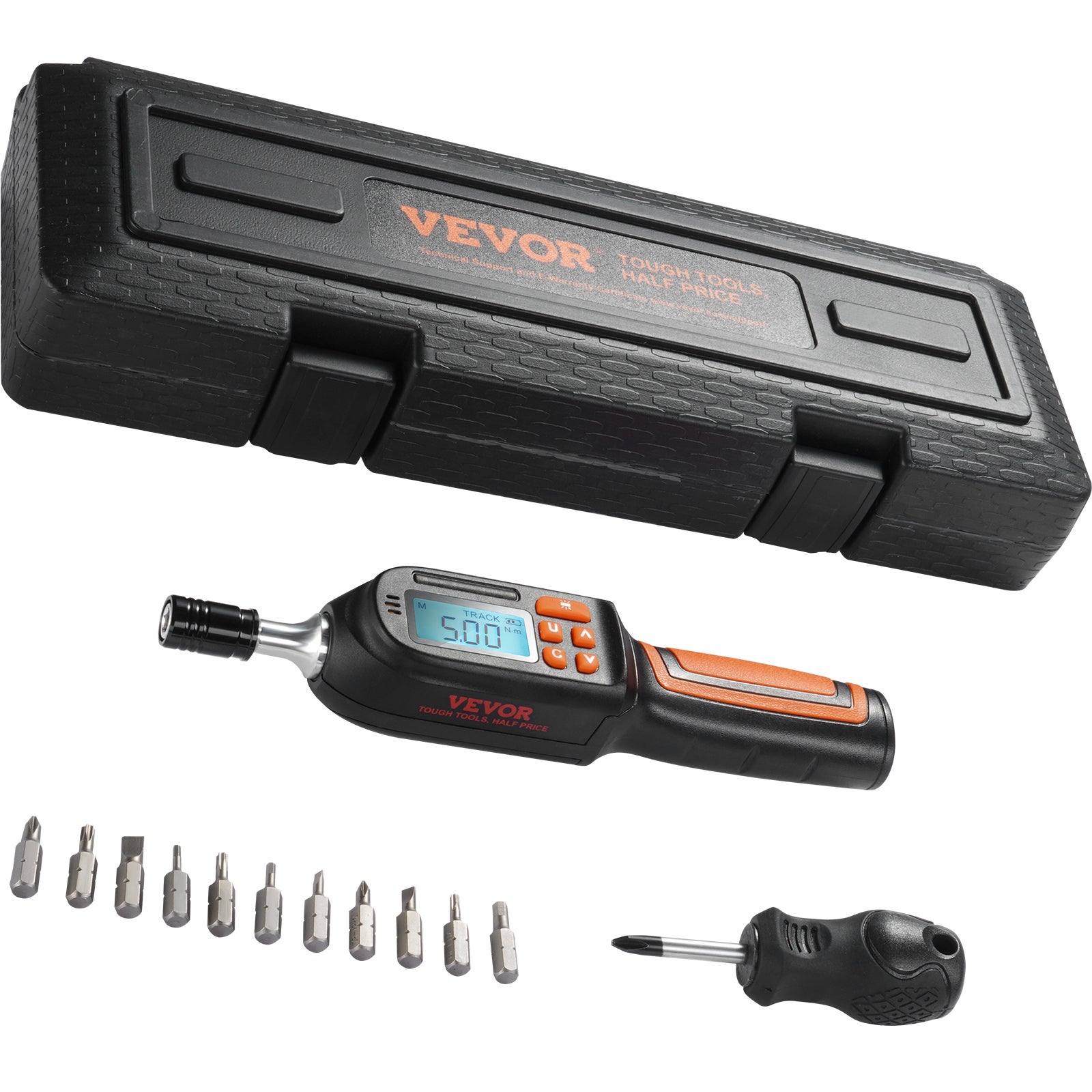 Cyfrowy wkrętak dynamometryczny 1/4" Zakres 2,65–70,67"/funt z przyrostem co 0,01 Nm VEVOR