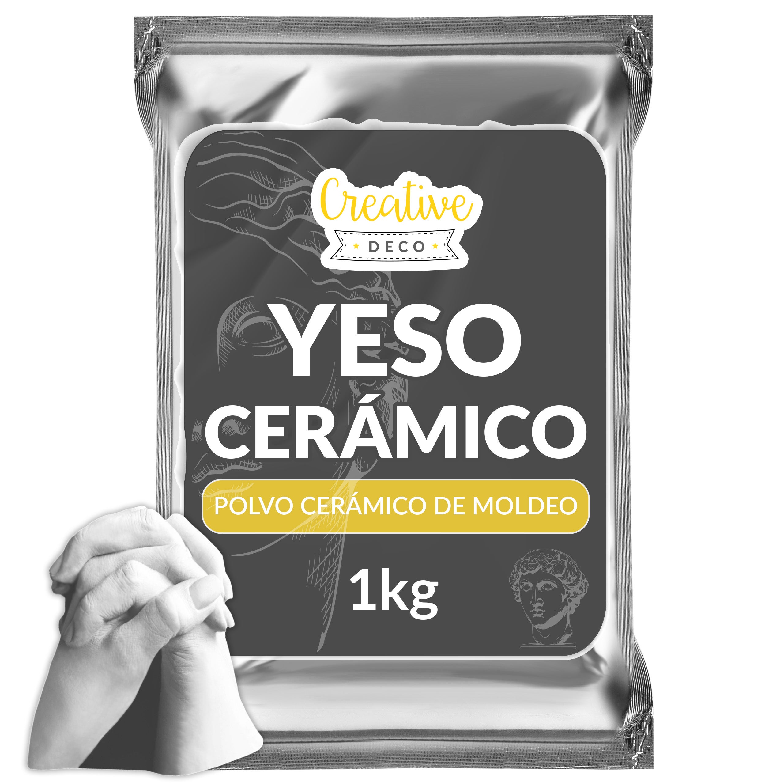 Creative Deco Platre pour Moulage | 1 kg | Plâtre Ceramique | Poudre de Ceramique pour Moulage | Alginate Moulage | Idee Cadeau Original | Jesmonite - 5