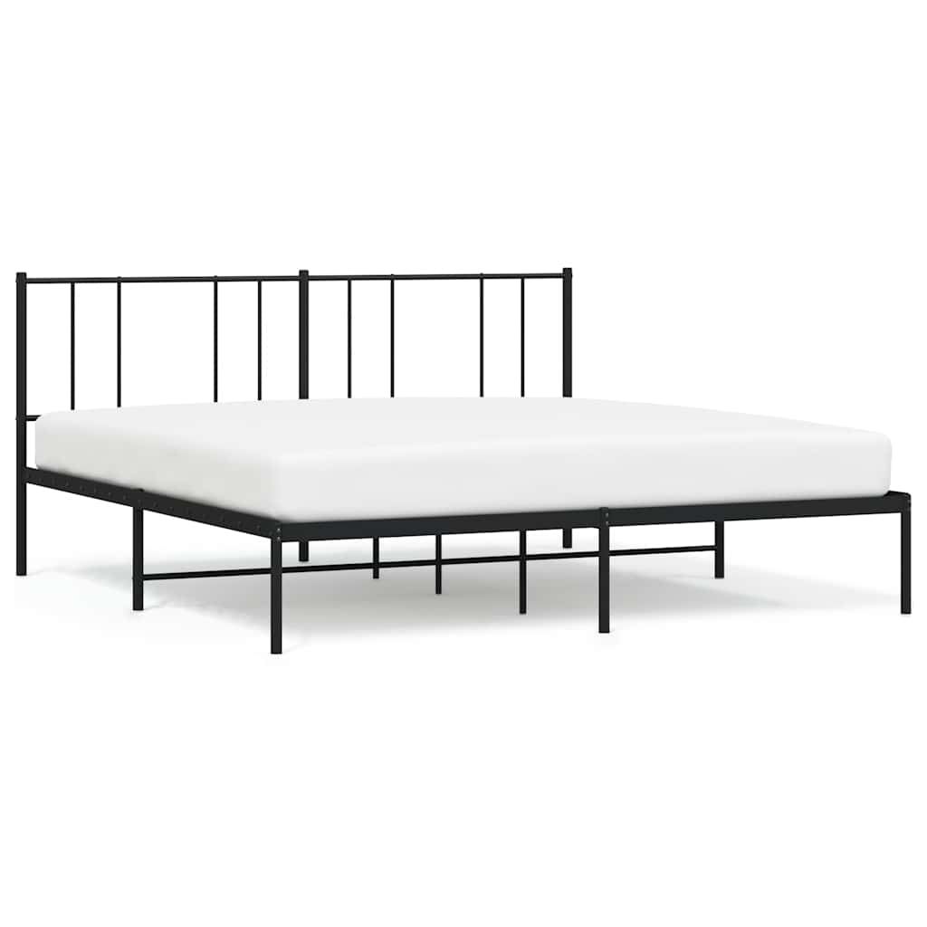 Łóżko Metalowe Czarne Rama Łóżka Ze Stelażem Do Sypialni Pokoju 200x200 cm