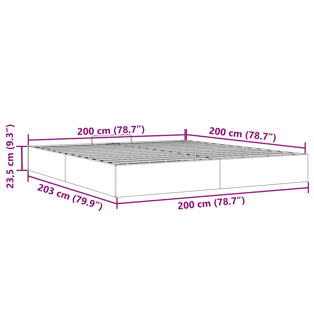 Cadre de lit pouf sans matelas gris foncé 200x200 cm velours - 3