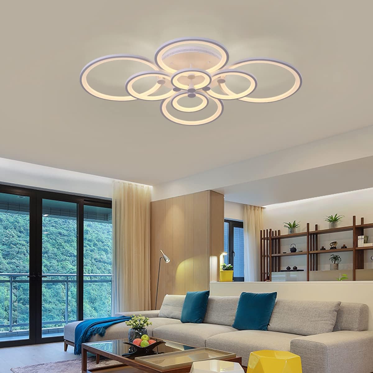 Lampadario Plafoniera LED moderno da soffitto Dimmerabile 8 cerchi per camera da letto soggiorno cucina 78W x 2 colori 3000K 4000K 6500K - 7