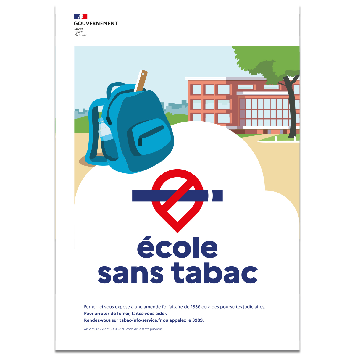 Panneau Espace Sans Tabac Périmètre Délimité - 21x30 Cm - PVC - Conforme Décret N°2025-582