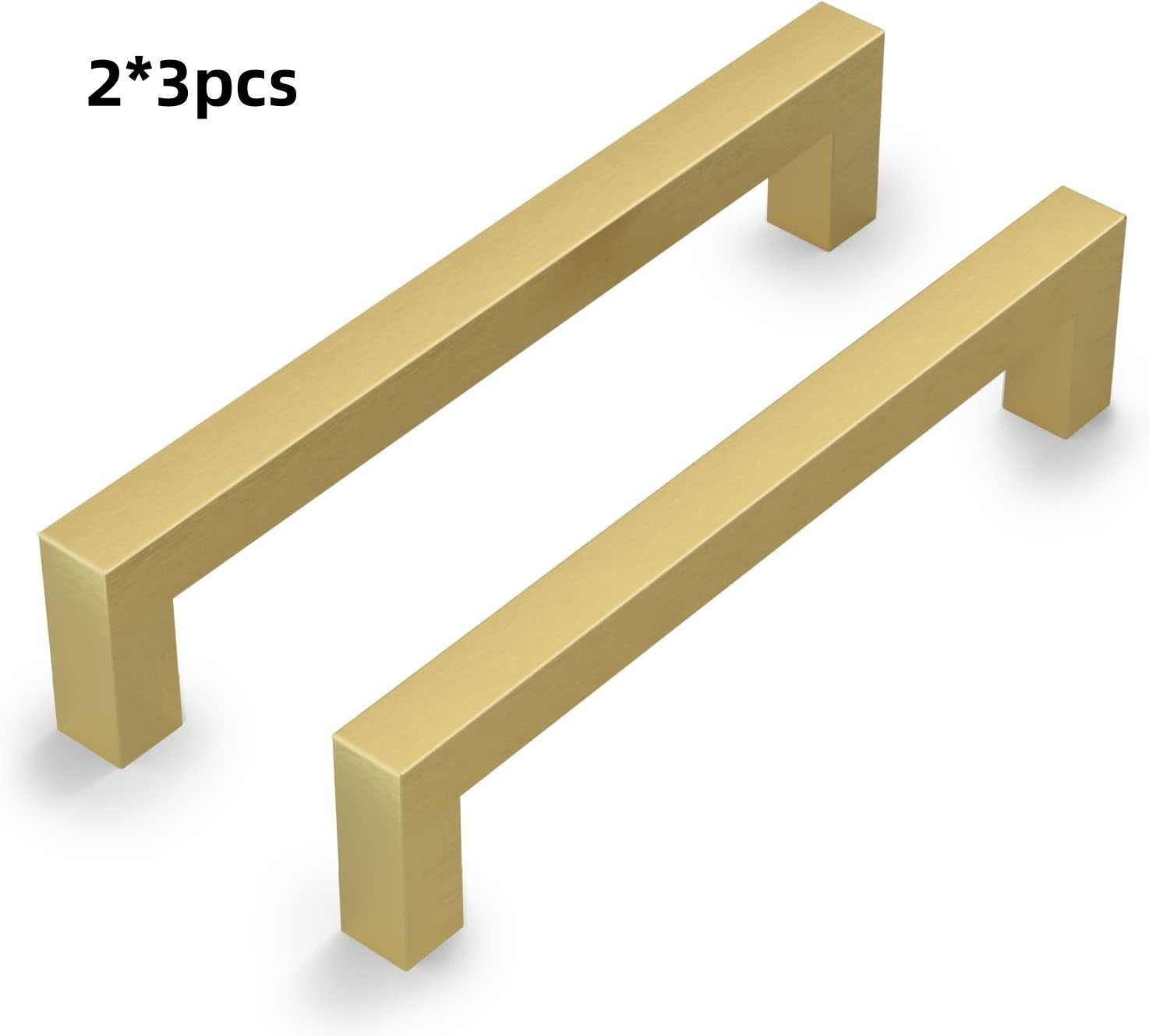 Zestaw 6 uchwytów do szafek kuchennych ze stopu aluminium w kolorze złotym (328 x 8 x 29 mm), uchwyty do szuflad kuchennych, rozstaw od środka do środ
