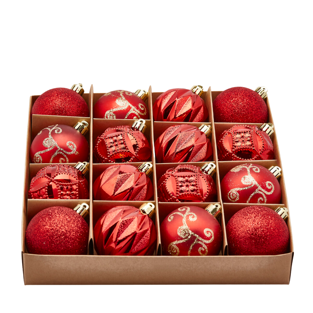 Boules de sapin de Noël, couleur rouge, avec décorations mixtes, PVC ...
