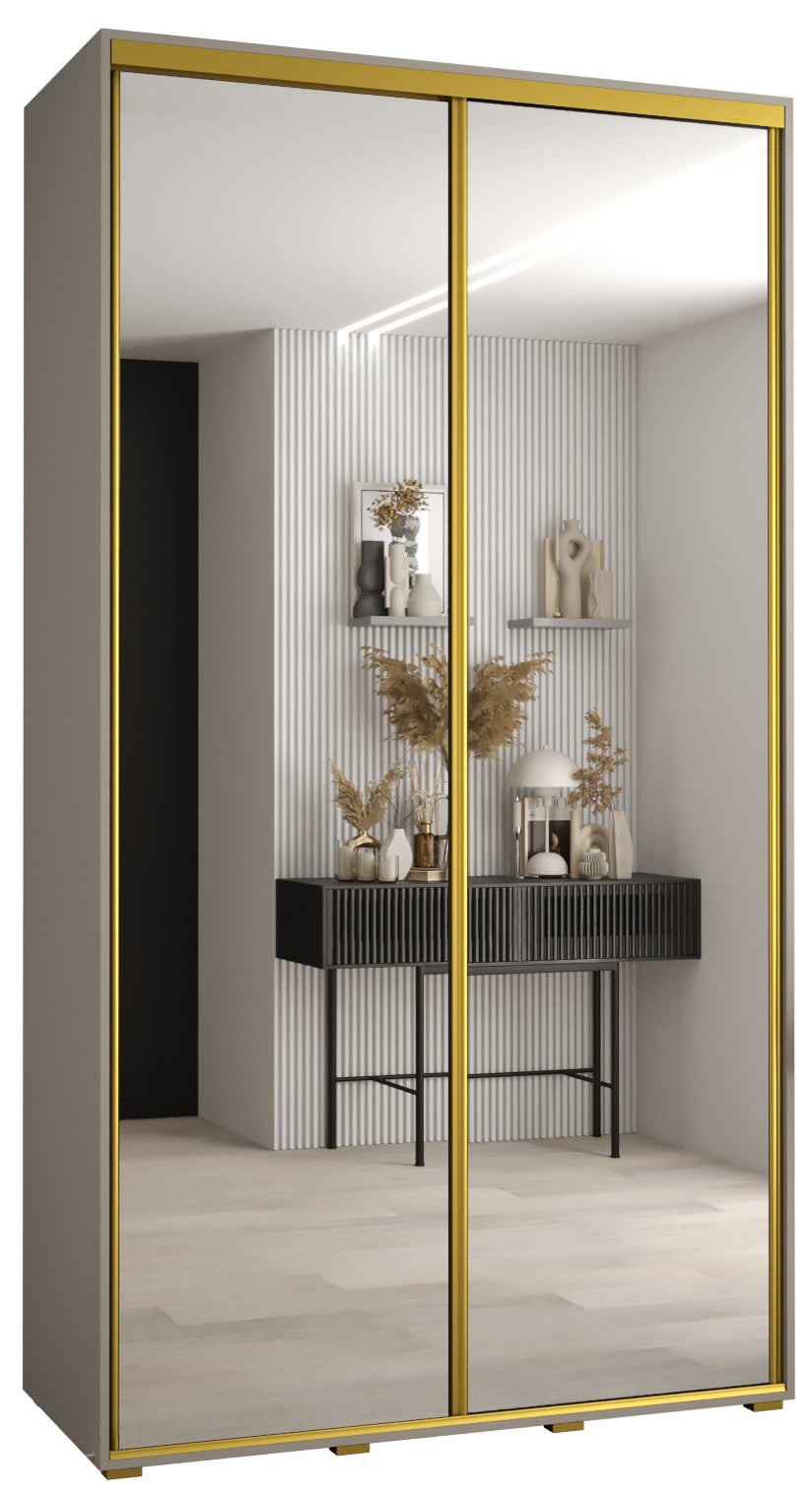 Szafa przesuwna z lustrem wysoka Dakota 2 140 x 60 x 235,2 cm kaszmir + u. Złoty - Abiks Meble