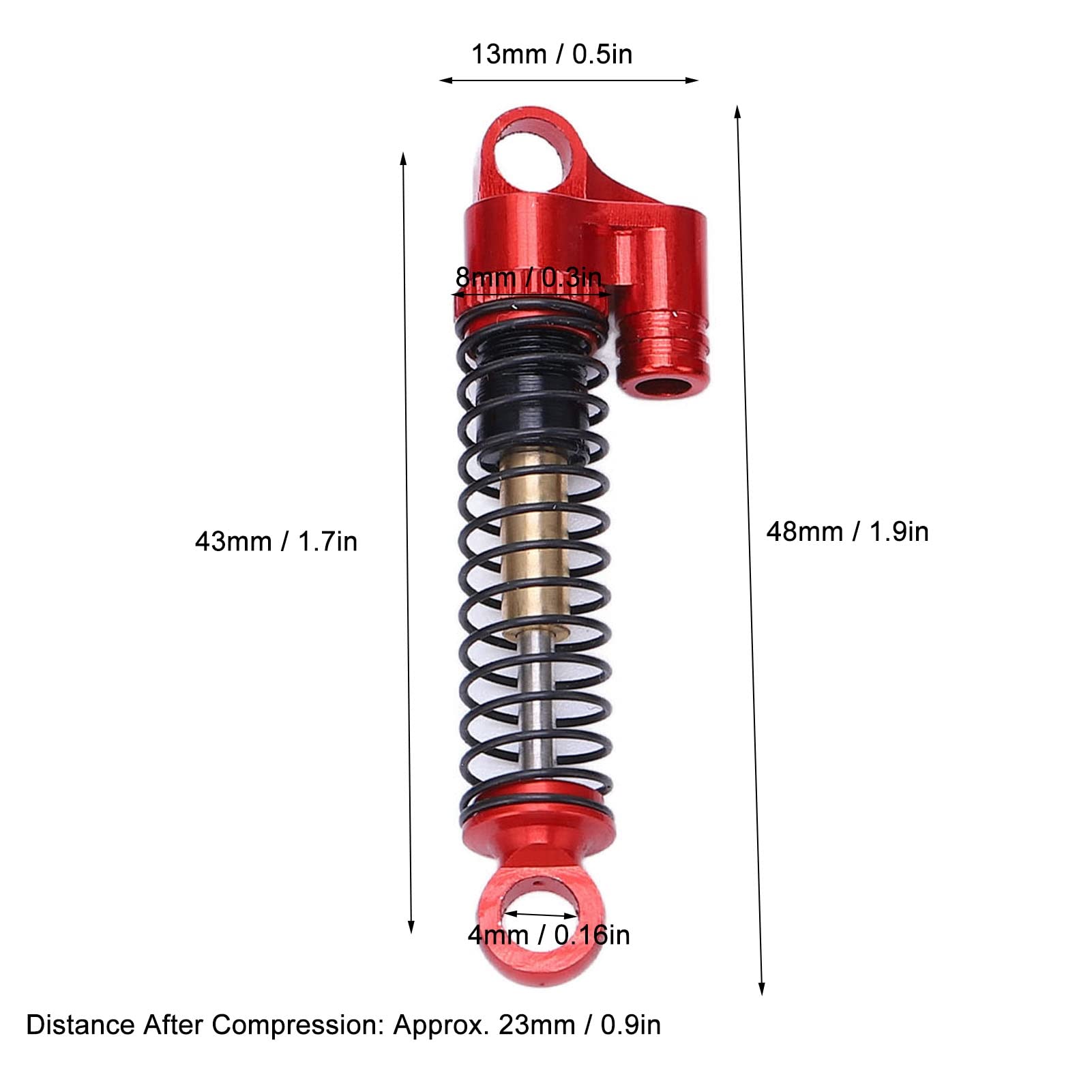 Ammortizzatore RC 1/24 in lega di alluminio per AXIAL SCX24 AXI90081-AXI00006, auto cingolate (rosso) - 7