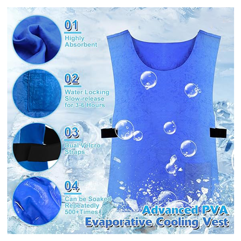 Gilet rafraîchissant unisexe adulte, gilet froid réutilisable activé par l'eau pour une utilisation intérieure et extérieure par temps chaud. - 3