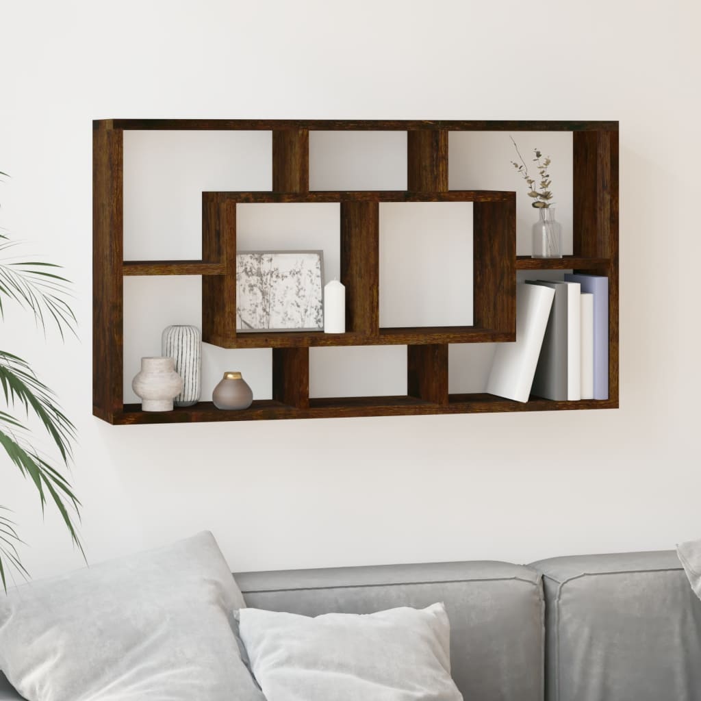 Maison exclusive - estantería de pared con 8 compartimentos roble ahumado
