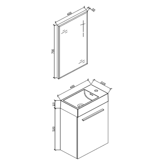 Meuble lave-main salle de bain design SIENA largeur 40 cm noyer - 5