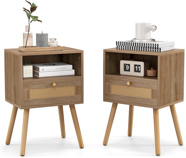 EUGAD Lot de 2 Tables de Chevet avec 2 Compartiments Ouverts, 35x35x41