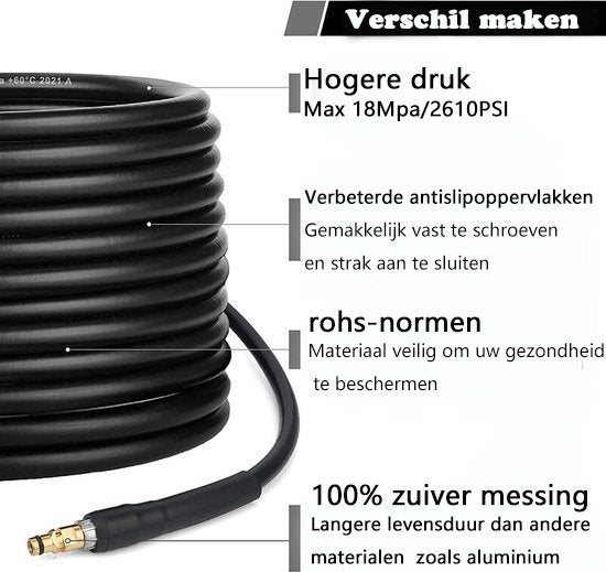 Remplacement du tuyau de nettoyant haute pression pour Kärcher K K2 K3 K4 K5 K6 K7 Série haute pression Nettoyer Click Click Connecteur rapide 10m - 7
