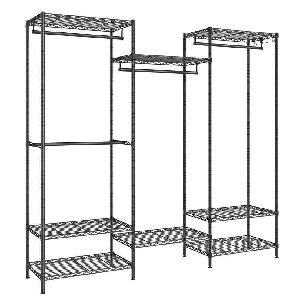 Armario de ropa metálico, estantes ajustables, barras para colgar