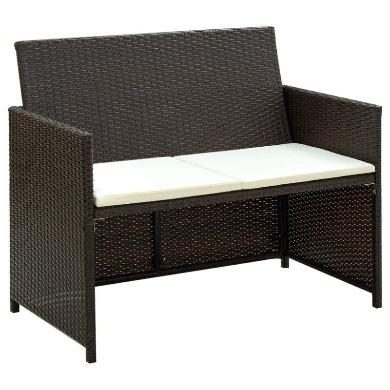 2-osobowa sofa ogrodowa z poduszkami, polirattan, brązowa vidaXL