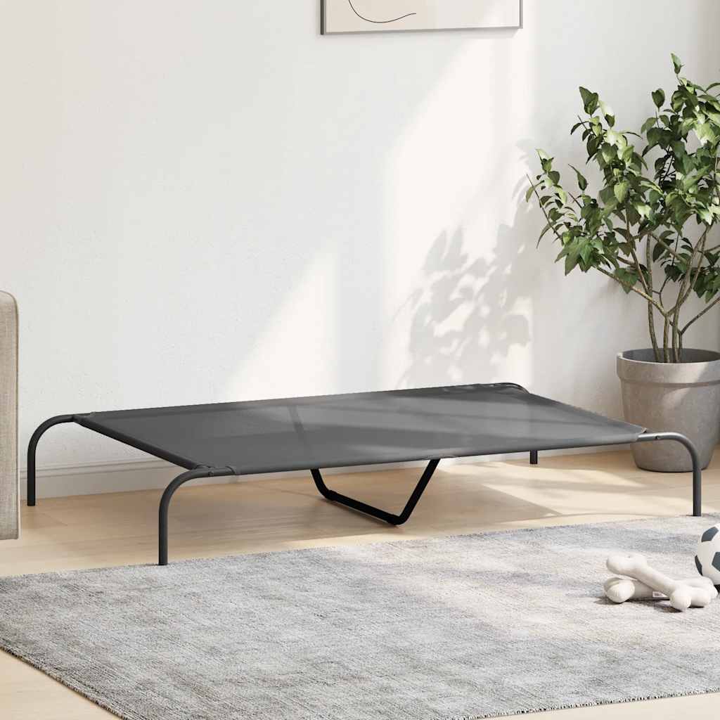 Lit surélevé pour chien gris 130x80x20 cm textilène et acier vidaXL - 2