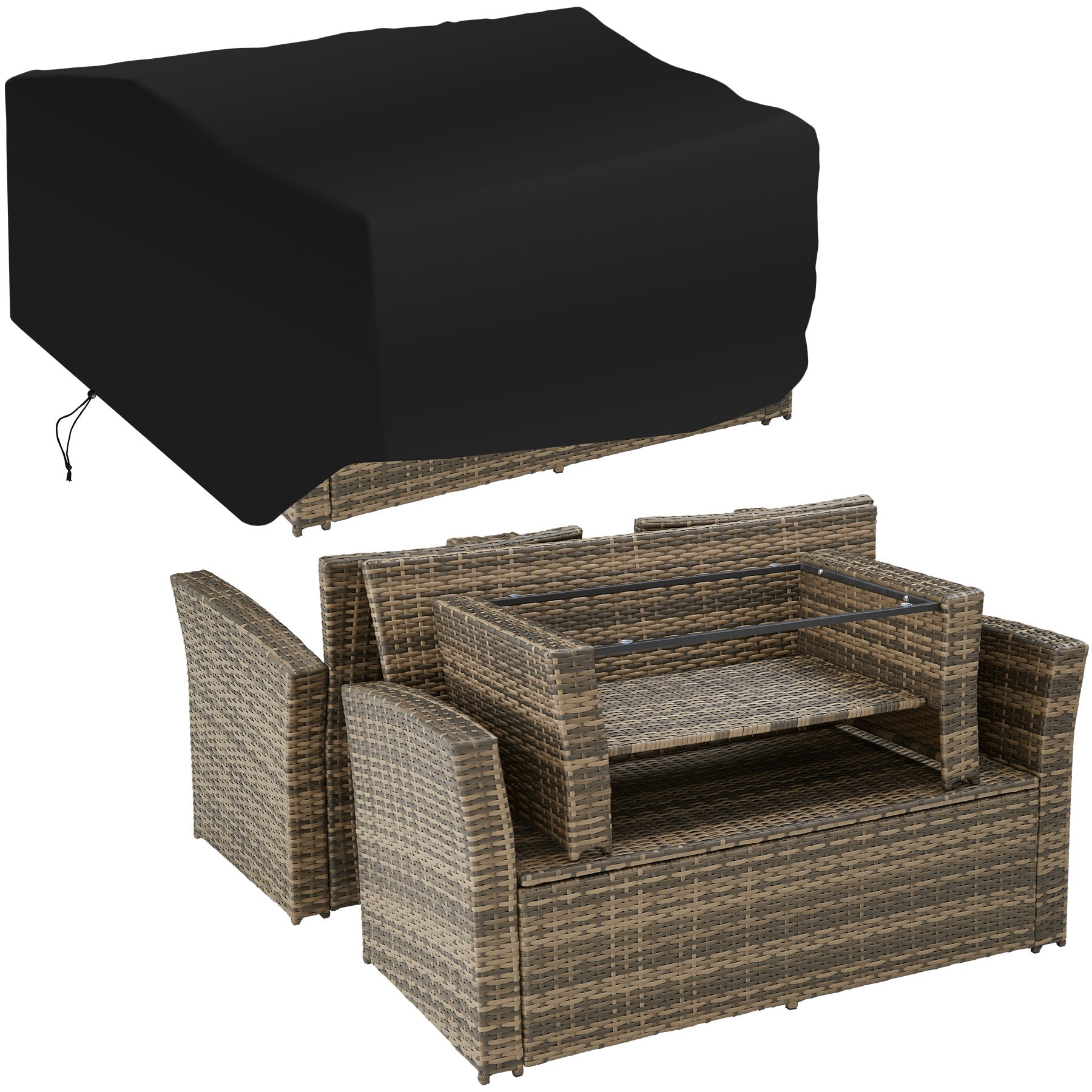 Salon bas de jardin en Résine tressée Beige 4 personnes - 6