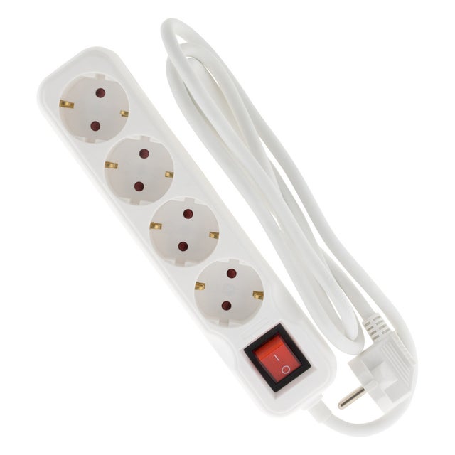 Multiprise Schuko + interrupteur 4x16A - 1,4m - blanc - Zenitech
