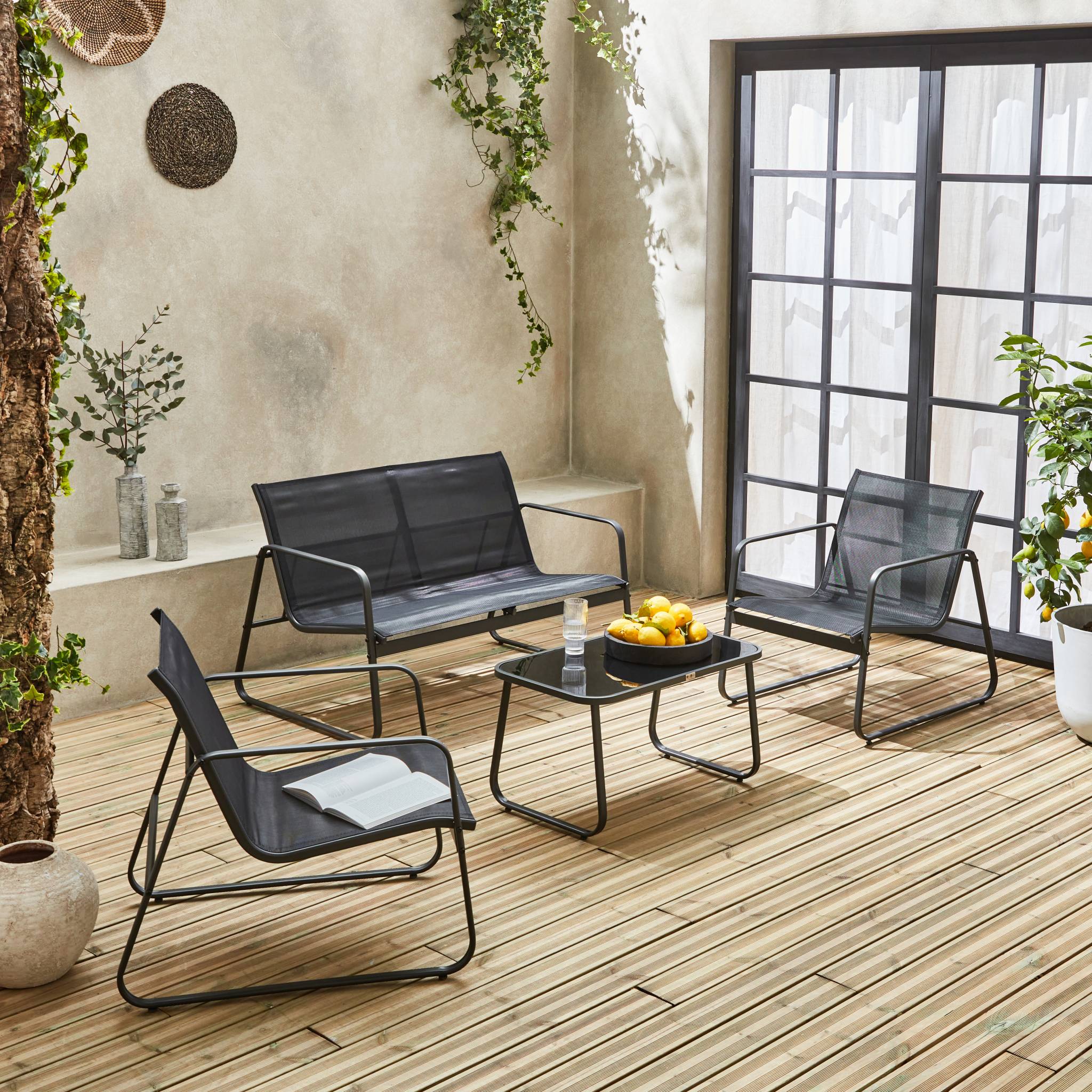 Salon de jardin en Métal Noir 4 personnes - 2