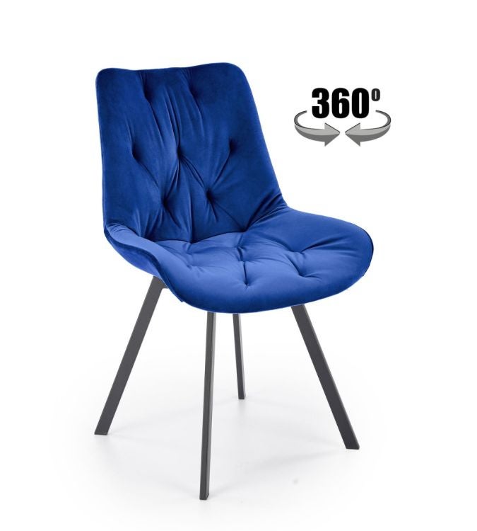 Krzesło tapicerowane K519 VELVET granatowe obracane
